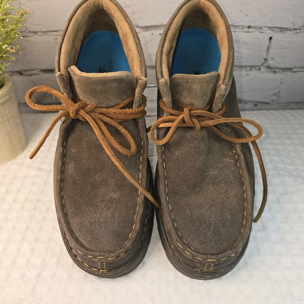 BORN ETHAN MOC TOE CHUKKA BOOT DARK BROWN SUEDE MENS 9.5 RUGGED DISTRESSED